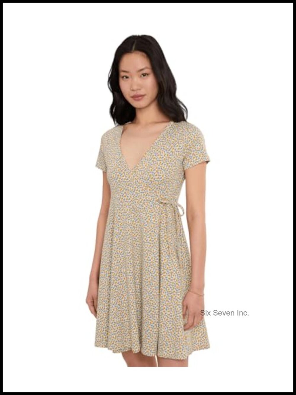 Toad&Co Freesia Wrap Short Sleeve Dress Cotton Blend V-Neck Fit Flare Pockets